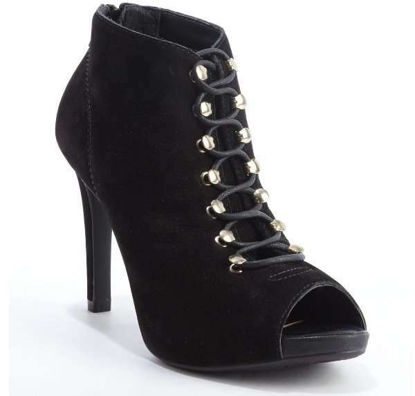Sofia Z Black Suede Lace Up Gisi Open Toe Ankle Booties | Where to buy ...