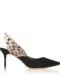 Sophia Webster Angelo Cutout Leather And Suede Slingback Pumps Black