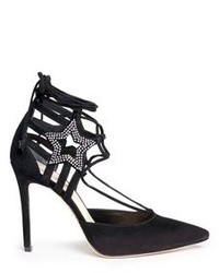 Isa Tapia Oprieta Cutout Star Crystal Suede Pumps