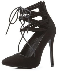 Charlotte Russe Lace Up Caged Pointed Toe Pumps