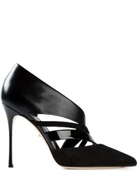 Sergio Rossi Cut Out Suede And Leather Pumps