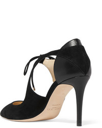 Jimmy Choo Vanessa 85 Cutout Suede And Leather Pumps Black