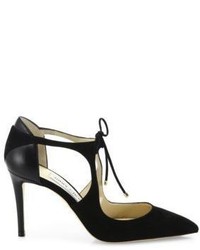 Jimmy Choo Vanessa Cutout Suede Leather Front Tie Pumps