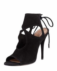 Aquazzura Sexy Thing Suede Cutout Sandal Black