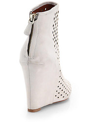 Rebecca Minkoff Suede Peep Toe Wedge Ankle Boots