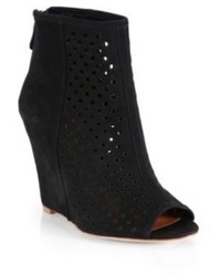 Rebecca Minkoff Suede Peep Toe Wedge Ankle Boots