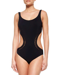 Gottex Profile By Waterfall Cutout One Piece Swimsuit Black