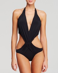Vix Solid Solid Crossed Cut Out Monokini One Piece Swimsuit