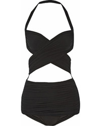 Norma Kamali Xo Bill Mio Cutout Halterneck Swimsuit Black