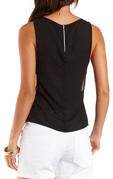 Charlotte Russe Side Cut Out Chiffon Tank Top, $19