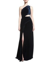 Black Cutout Velvet Evening Dress