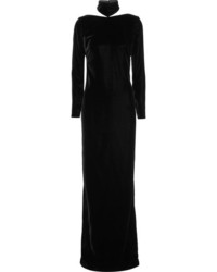Tom Ford Cutout Velvet Turtleneck Gown Black