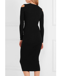 Theory Jemlora Cutout Ribbed Wool Blend Dress Black