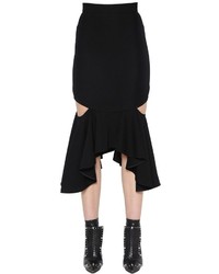 Black Cutout Wool Skirt
