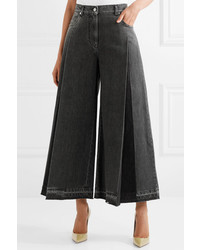 Valentino The Rockstud Cropped Pleated Wide Leg Jeans