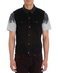 J Brand Leather Collar Vest Black