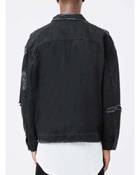 Topman Aaa Black Distressed Oversized Denim Jacket