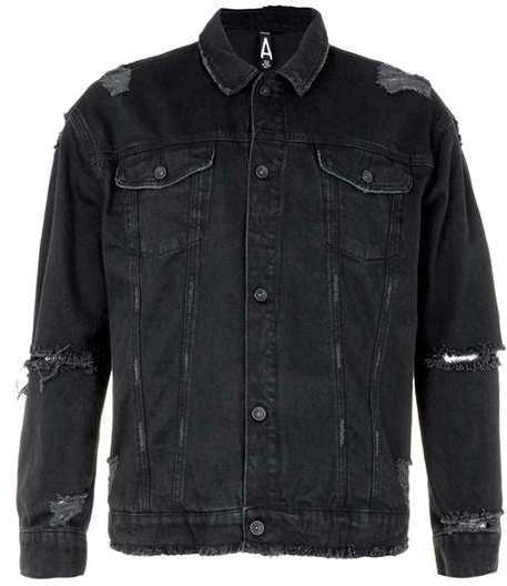oversized distressed denim jacket black