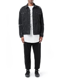 Topman Aaa Collection Ripped Denim Jacket