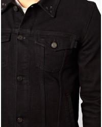 Asos Denim Jacket In Skinny Fit With Studded Collar
