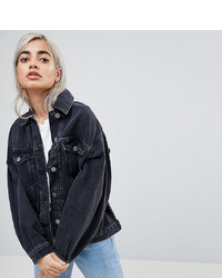 Asos Petite Asos Design Petite Denim Girlfriend Jacket In Washed Black