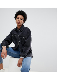 Asos Tall Asos Design Tall Denim Girlfriend Jacket In Washed Black