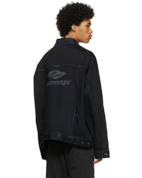 Balenciaga Black 3b Sports Icon Denim Jacket