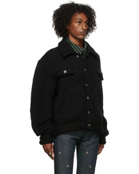 Theophilio Black Black Fashion Fair Edition Knit Trucker Jacket