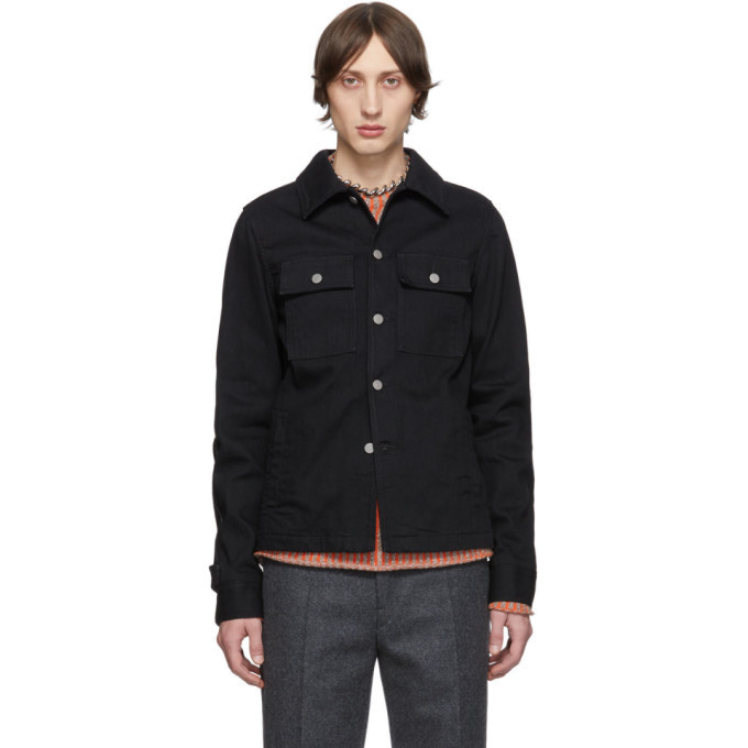 Maison Margiela Black Denim And Pinstripe Jacket, $670 | SSENSE | Lookastic