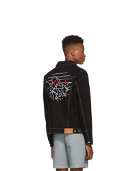 Kenzo Black Denim Back Embroidery Trucker Jacket