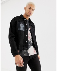 Religion Black Denim Jacket With Patches