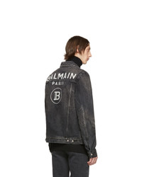 Balmain Black Denim Logo Jacket