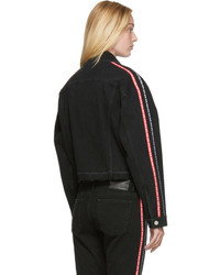 MSGM Black Denim Logo Stripe Jacket