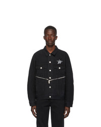 We11done Black Denim Wd Logo Zipper Jacket