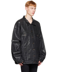 Balenciaga Black Distressed Denim Jacket