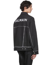 Balmain Black Painted Denim Jacket