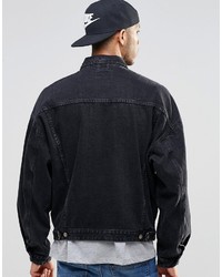 Asos Brand Denim Jacket In Oversized Fit With Black Wash