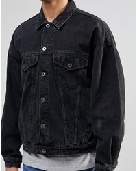 Asos Brand Denim Jacket In Oversized Fit With Black Wash