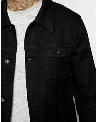 Asos Brand Denim Jacket In Skinny Fit In Black