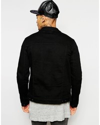Asos Brand Denim Jacket In Skinny Fit In Black