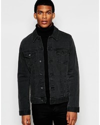 Asos Brand Denim Jacket In Slim Fit In Washed Black