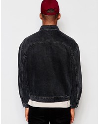 Asos Brand Denim Worker Jacket In Washed Black