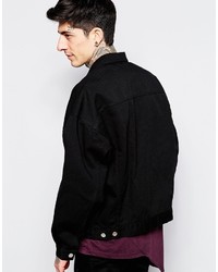 Asos Brand Oversized Denim Jacket In Black Wash