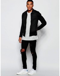 Asos Brand Skinny Fit Zip Through Denim Jacket In Black