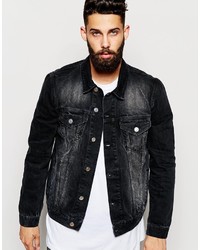 Asos Brand Slim Fit Denim Jacket In Black
