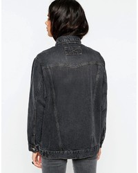 Asos Collection Denim Girlfriend Jacket In Washed Black
