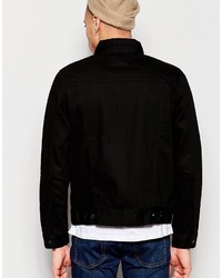 Weekday Core Boxy Denim Jacket Front Pocket In Black