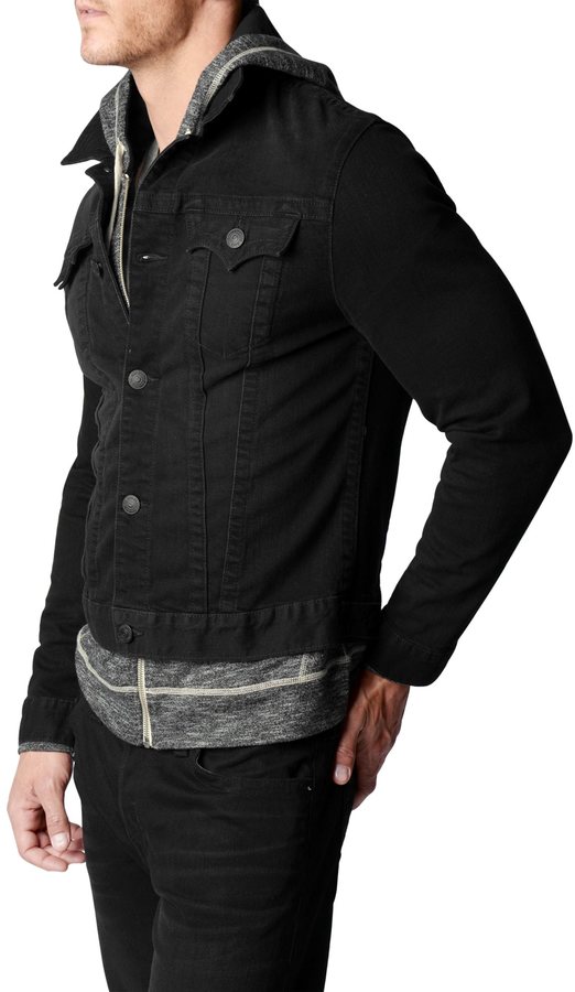 Men's True Religion MC Danny Slim Fit Denim Jean Jacket W/ Leather Logo -  Size L