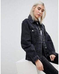 ASOS DESIGN Denim Girlfriend Jacket In Washed Black