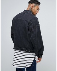 Asos Denim Jacket In Oversized Fit With Black Wash